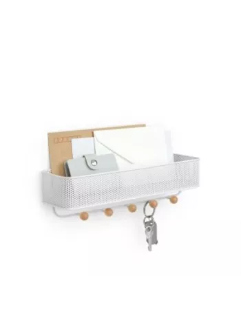 Vide Poche Mural Estique - Blanc et bois