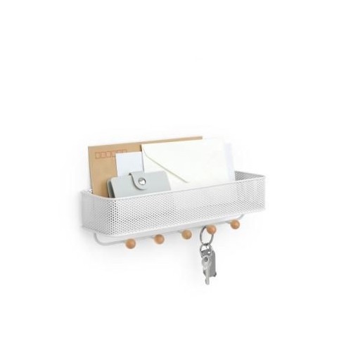 Vide Poche Mural Estique - Blanc et bois