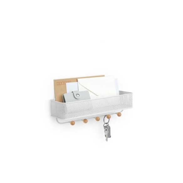 Vide Poche Mural Estique - Blanc et bois