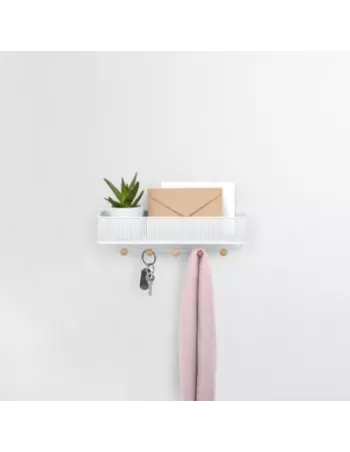 Vide Poche Mural Estique - Blanc et bois 2