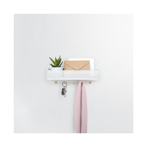 Vide Poche Mural Estique - Blanc et bois