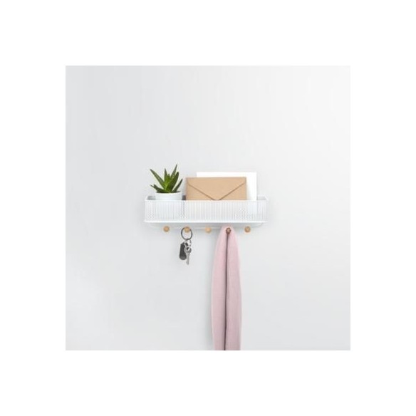 Vide Poche Mural Estique - Blanc et bois