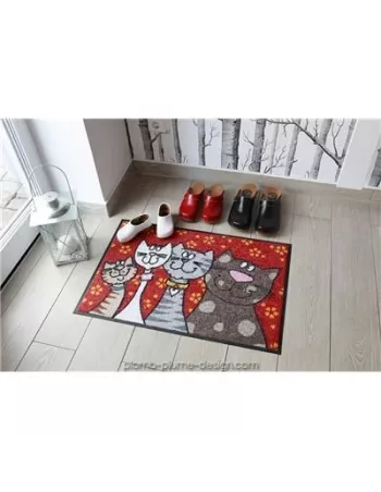 Tapis d'Entrée Original Famille Chat 50x75