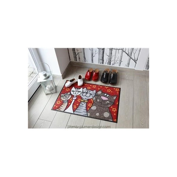 Tapis d'Entrée Original Famille Chat 50x75