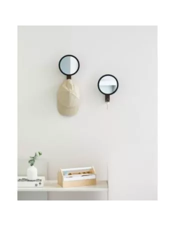 Patère murale Miroir - 1 Crochet - Hub bois clair et caoutchouc - Umbra 2