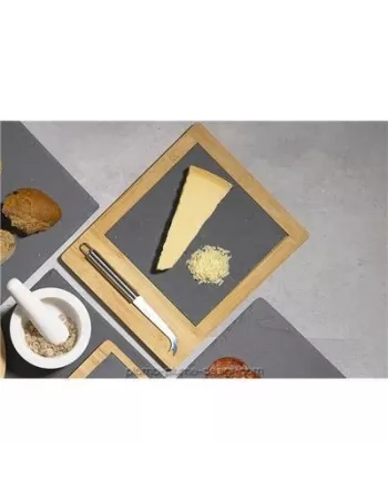 Planche à Découper Bois Bambou Ardoise avec Couteau