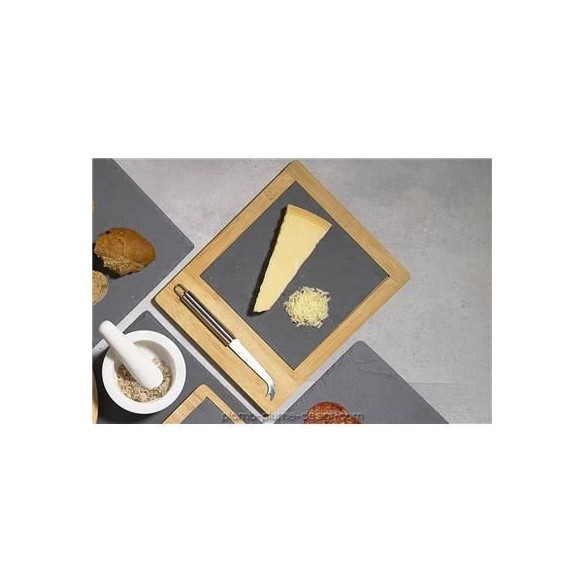 Planche à Découper Bois Bambou Ardoise avec Couteau