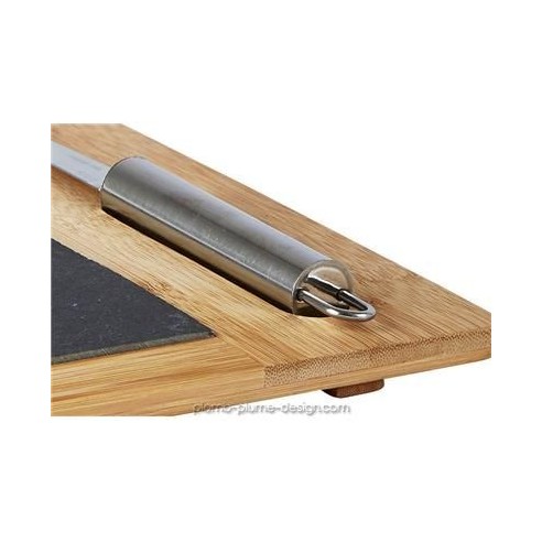 Planche à Découper Bois Bambou Ardoise avec Couteau