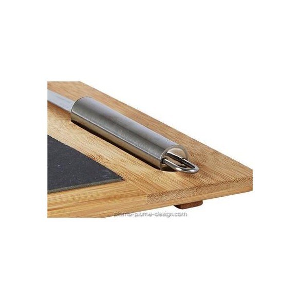 Planche à Découper Bois Bambou Ardoise avec Couteau