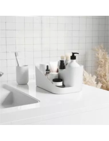 Organiseur de cosmétiques compartimenté-  Glam - Blanc et gris