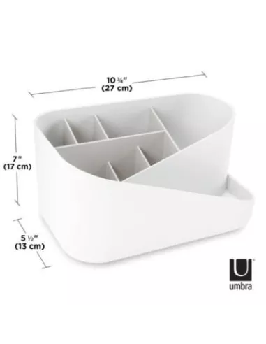 Organiseur de cosmétiques compartimenté-  Glam - Blanc et gris