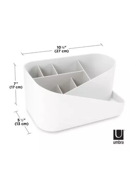 Organiseur de cosmétiques compartimenté-  Glam - Blanc et gris