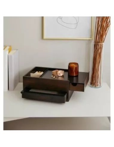 Boîte à Bijoux Stowit Box en métal Noir et Noyer