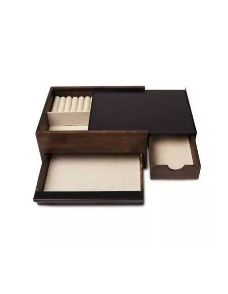 Boîte à Bijoux Stowit Box en métal Noir et Noyer