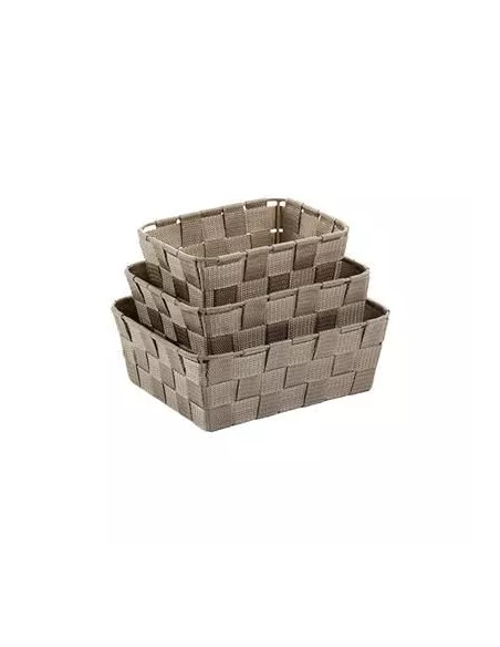 Panier Salle de Bain Alvaro Taupe - Lot de 3