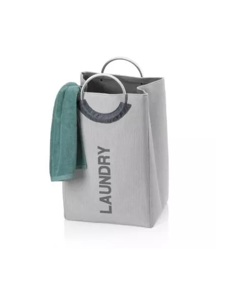 Palma Panière - Sac à linge avec poignées en Aluminium - Gris Clair
