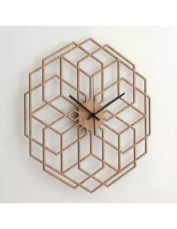 Horloge Murale en Bois HexaFlower couleur Chêne naturel