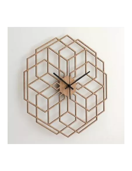 Horloge Murale en Bois HexaFlower couleur Chêne naturel