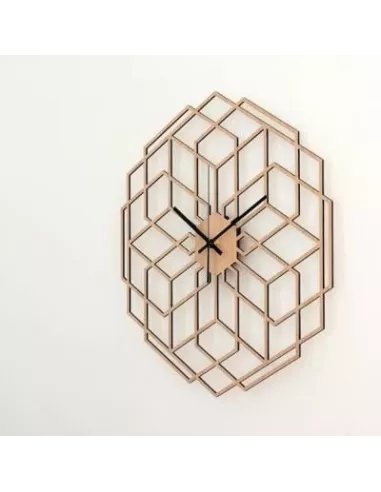 Horloge Murale en Bois HexaFlower couleur Chêne naturel