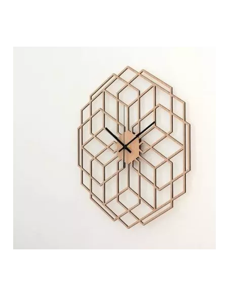 Horloge Murale en Bois HexaFlower couleur Chêne naturel