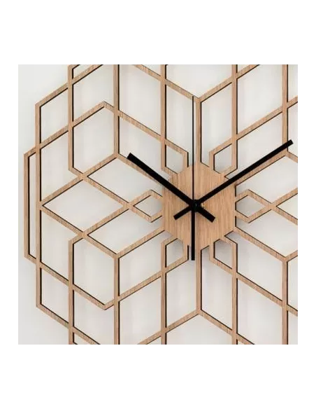 Horloge Murale en Bois HexaFlower couleur Chêne naturel