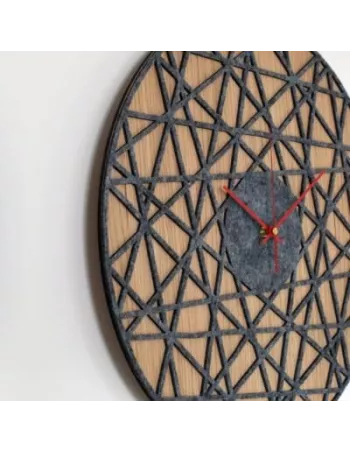 Horloge bois de chêne et feutre gris 2