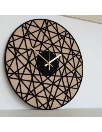 Horloge Murale Design Bois Polygonal Bois et feutre Noir