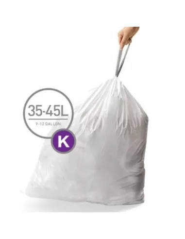 Sac poubelle code K -35-45Litres - Lot de 20 - Blanc