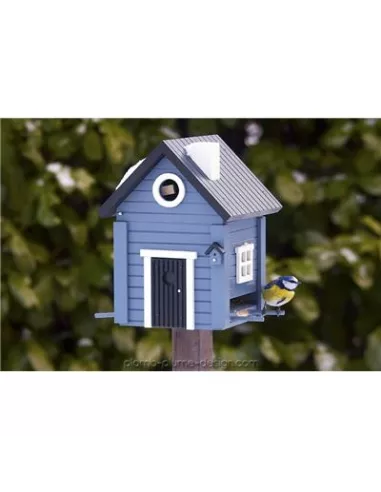 Mangeoire et Nichoir Oiseaux - Maison Bleue