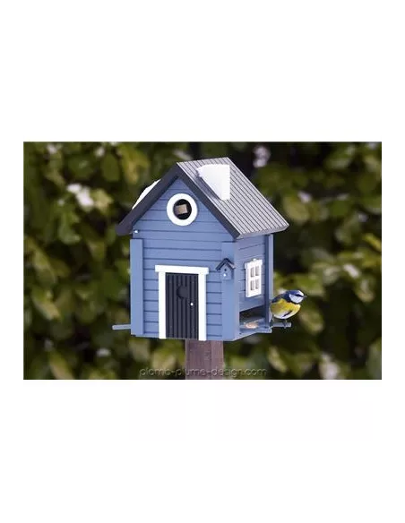 Mangeoire et Nichoir Oiseaux - Maison Bleue