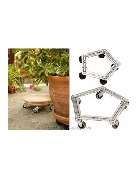 Support pot à roues Vario 25 - Acier Galvanisé - Lot de 5 - Flora