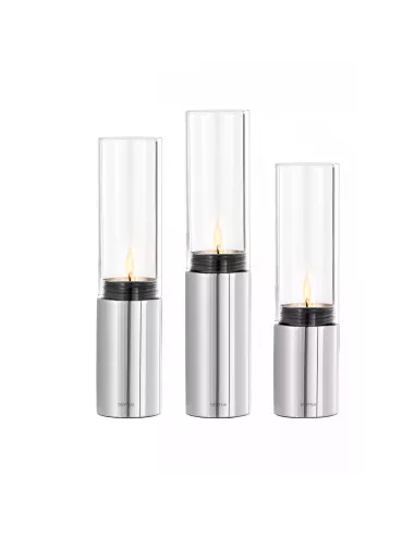 Photophore de Table Faro - Inox poli - Lot de 3