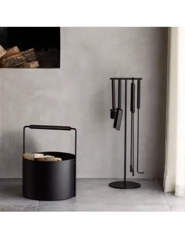 Serviteur Cheminée Design 5 pièces - Ashi - Noir