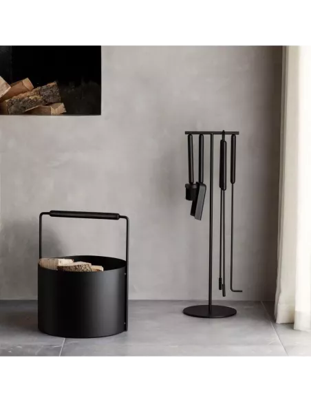 Serviteur Cheminée Design 5 pièces - Ashi - Noir