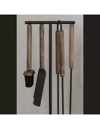 Serviteur Cheminée Design 5 pièces - Ashi - Marron 2