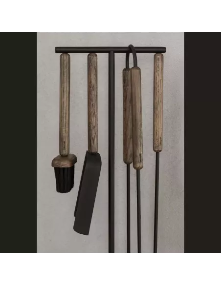 Serviteur Cheminée Design 5 pièces - Ashi - Marron