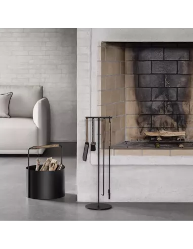 Serviteur Cheminée Design 5 pièces - Ashi - Marron