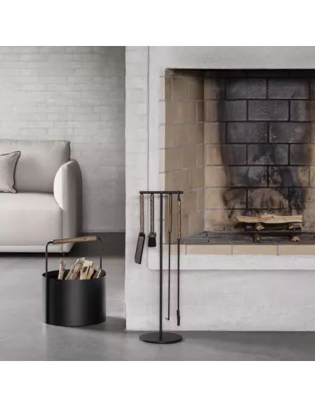 Serviteur Cheminée Design 5 pièces - Ashi - Marron