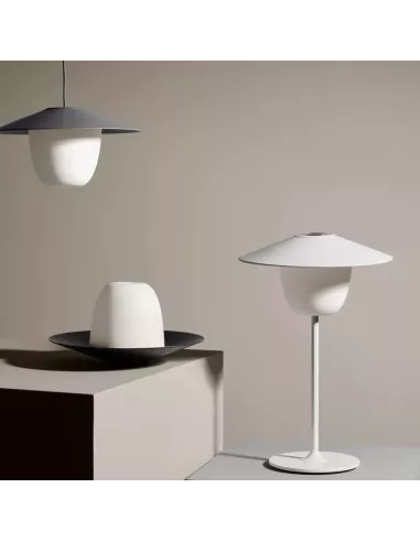 Lampe de Table ou à suspendre à LED rechargeable - Ani - Gris Aimant