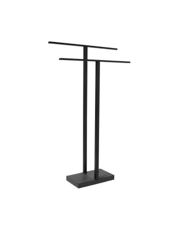 Porte Serviette Sur Pied Design Double Barre - Menoto - Noir