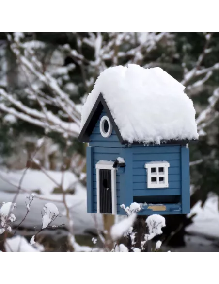 Mangeoire et Nichoir Oiseaux - Maison Bleue
