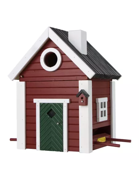 Mangeoire et Nichoir Oiseaux - Petite Ferme Rouge