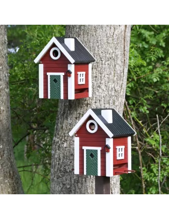 Mangeoire et Nichoir Oiseaux - Petite Ferme Rouge 2