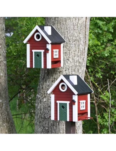 Mangeoire et Nichoir Oiseaux - Petite Ferme Rouge