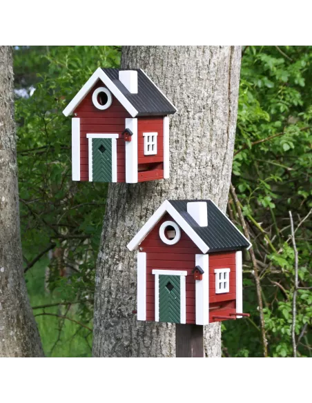 Mangeoire et Nichoir Oiseaux - Petite Ferme Rouge