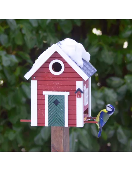 Mangeoire et Nichoir Oiseaux - Petite Ferme Rouge