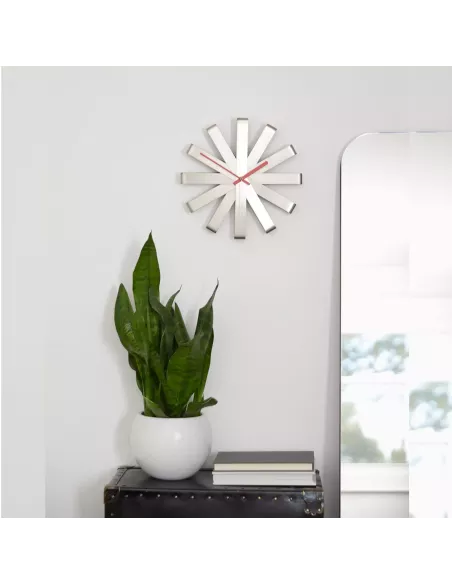 Horloge Murale Design Ribbon - Inox Brossé