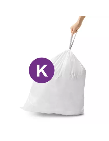 Sac poubelle code K -35-45Litres - Lot de 20 - Blanc
