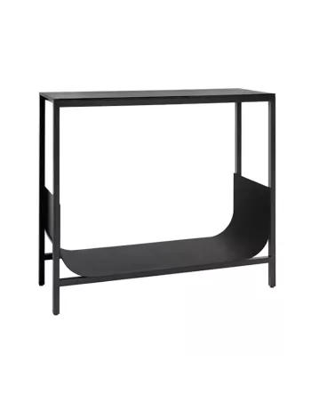 Console Design Tub Noir - Bois Chêne Etagère Métal - Schönbuch