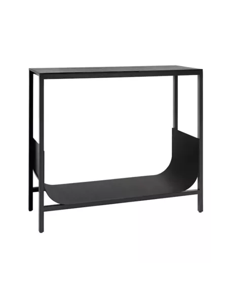 Console Design Tub Noir - Bois Chêne Etagère Métal - Schönbuch